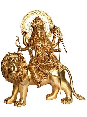 22" Simhavahini Goddess Durga In Brass | Handmade | Made In India
