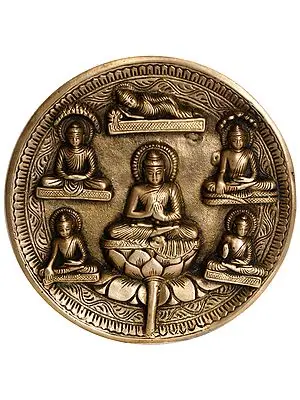 7" Lord Buddha Wall Hanging Plate In Brass | Handmade | Made In India