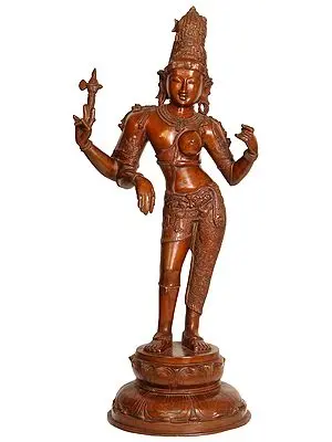 26" Large Size Ardhanarishvara (Shiva Shakti) In Brass | Handmade | Made In India