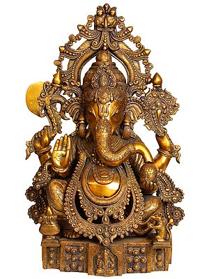 23" Heavily Ornamented Lord Ganesha In Brass | Handmade | Made In India