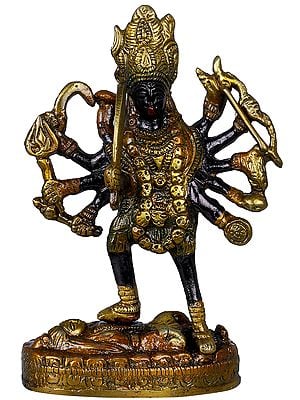 6" Goddess Kali Sculpture in Brass | Handmade | Made in India