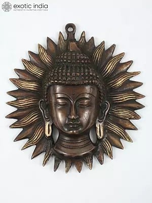 7" Lord Buddha Wall Hanging Mask (Tibetan Buddhist Deity) In Brass | Handmade | Made In India