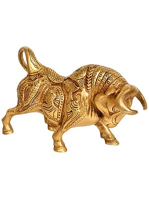 Auspicious Bull with Ganesha and Buddha Carved on Body