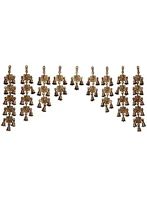 OM (AUM) Ganesha Wall Hanging Toran (Set of Nine) In Brass | Handmade | Made In India
