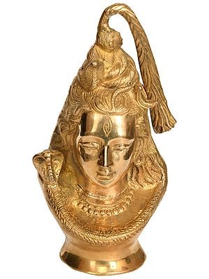 8" Lord Shiva Head In Brass | Handmade | Made In India