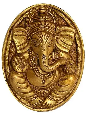 4" Blessing Ganesha Wall Hanging In Brass | Handmade | Made In India