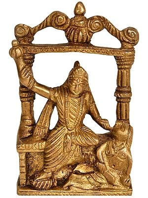 4" Brass Mahavidya Bagalamukhi Idol - One of the Ten Mahavidyas | Handmade