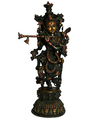 18" Murlidhar Krishna In Brass | Handmade | Made In India