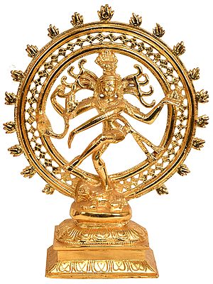11" Golden Nataraja In Brass | Handmade | Made In India