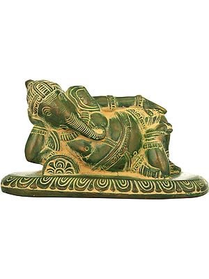 7" Relaxing Ganesha Brass Statue | Handmade | Made in India