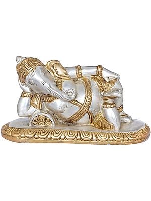 7" Relaxing Ganesha Brass Statue | Handmade | Made in India