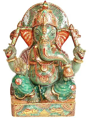 Lord Ganesha (Carved in Jade Gemstone)