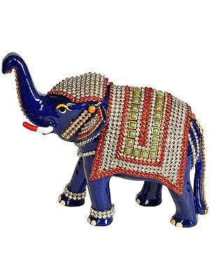 Royal Enamel Elephant with Stone-work