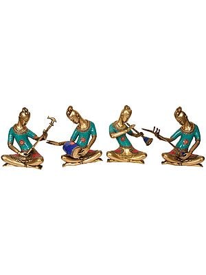 13" Set of Four Musician (Band of musicians) In Brass | Handmade | Made In India
