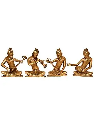 18" Set of Four Large Size Musicians In Brass | Handmade | Made In India