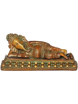 7" Relaxing Ganesha In Brass | Handmade | Made In India