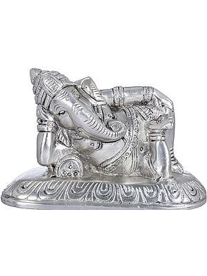 4" Relaxing Ganesha Brass Statue | Handmade | Made in India