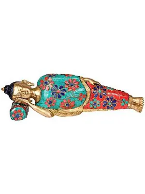 13" Maha Parinirvana Buddha In Brass | Handmade | Made In India