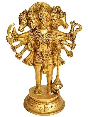 10" Five Headed Hanuman in Brass | Handmade | Made In India