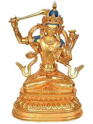 Finely Carved Murti of Manjushri - Bodhisattva of Transcendent Wisdom (Tibetan Buddhist Deity)