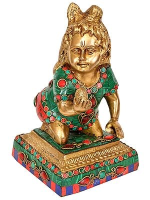 8" Laddoo-Gopala Brass Idol | Handmade | Made In India