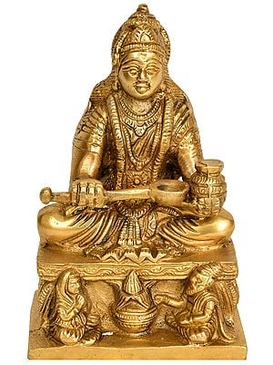 5" Goddess Annapurna Brass Sculpture | Handmade | Made in India
