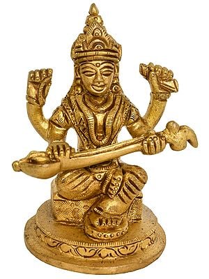 Goddess Saraswati Small Brass Statue
