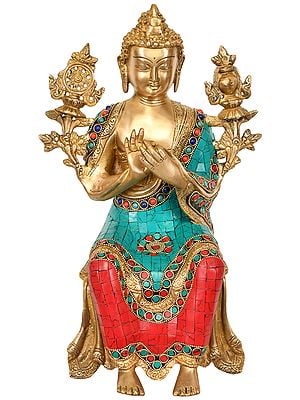 14" Tibetan Buddhist Deity Maitreya Buddha (To Be Seated on Edge of The Table) In Brass | Handmade | Made In India