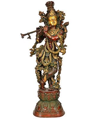 30" Lord Krishna In Brass | Handmade | Made In India
