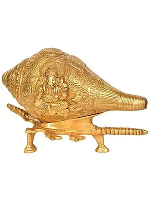 9" Ganesha Conch in Brass | Handmade | Made in India