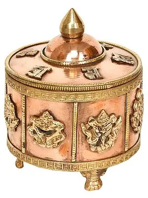 Tibetan Buddhist Ashtamangala Ritual Box (Made in Nepal)