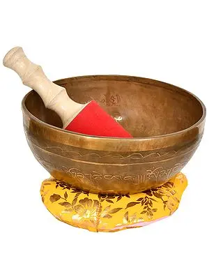 Tibetan Buddhist Singing Bowl Inside The Figure of Buddha in Dharmachakra Mudra