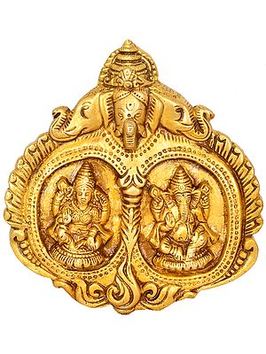 6" Lakshmi Ganesha Wall Hanging In Brass | Handmade | Made In India