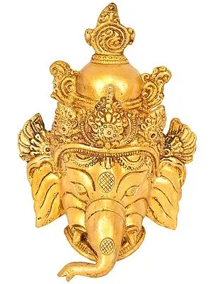 5" Lord Ganesha Mask (Wall Hanging) In Brass | Handmade | Made In India