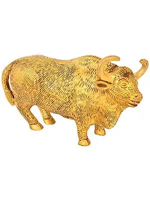 Brass Bull Figurine | Animal Statue for Decor