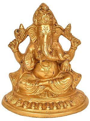 6" Bhagawan Ganesha in Ashirwad Mudra In Brass | Handmade | Made In India