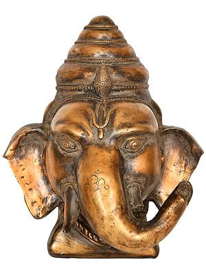 10" Lord Ganesha Wall Hanging Mask In Brass | Handmade | Made In India