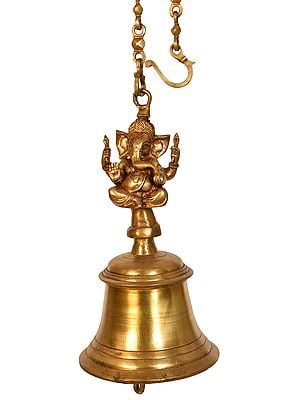 16" Large Size Ganesha Temple Hanging Bell in Brass | Handmade | Made in India