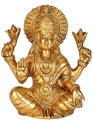 6" Goddess Lakshmi In Brass | Handmade | Made In India