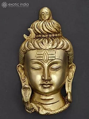 5" Lord Shiva Wall Hanging Mask In Brass | Handmade | Made In India