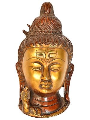 5" Lord Shiva Wall Hanging Mask In Brass | Handmade | Made In India