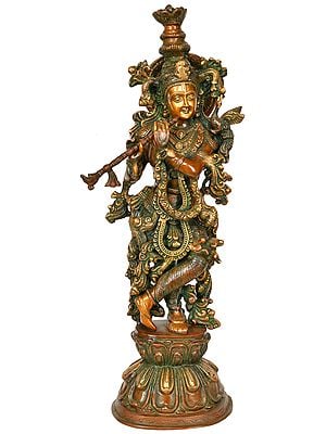 24" Murlidhar Krishna In Brass | Handmade | Made In India