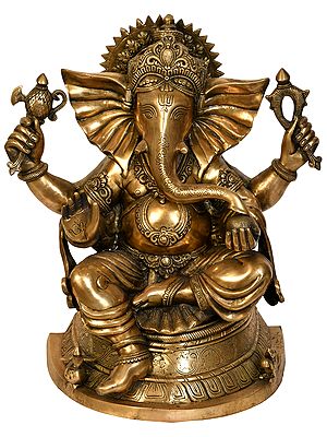 20" Lord Ganesha with Winnow Like Ears In Brass | Handmade | Made In India