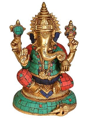 8" Ashirwad Ganesha In Brass | Handmade | Made In India