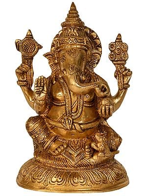7" Lord Ganesha in Brass | Handmade | Made In India