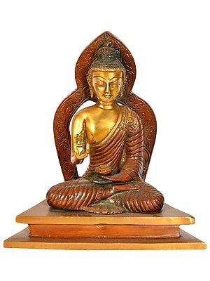 7" Tibetan Buddhist Deity Buddha in Vitark Mudra In Brass | Handmade | Made In India