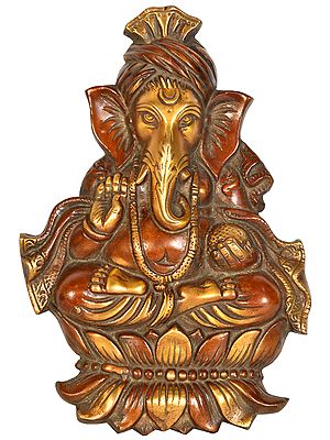 9" Lord Ganesha Wall Hanging (Flat Statue) In Brass | Handmade | Made In India