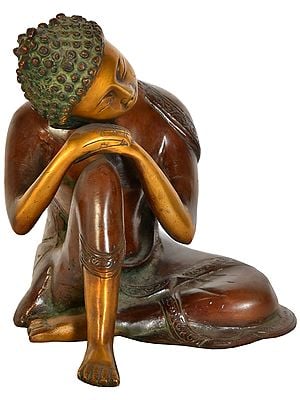 6" Thinking Buddha (Tibetan Buddhist) In Brass | Handmade | Made In India