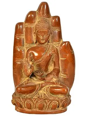 5" Lord Buddha Emerging From The Hand Of Blessing In Brass | Handmade | Made In India