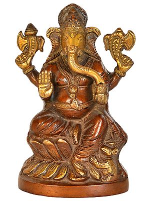 6" Bhagawan Ganesha Brass Sculpture | Handmade | Made in India